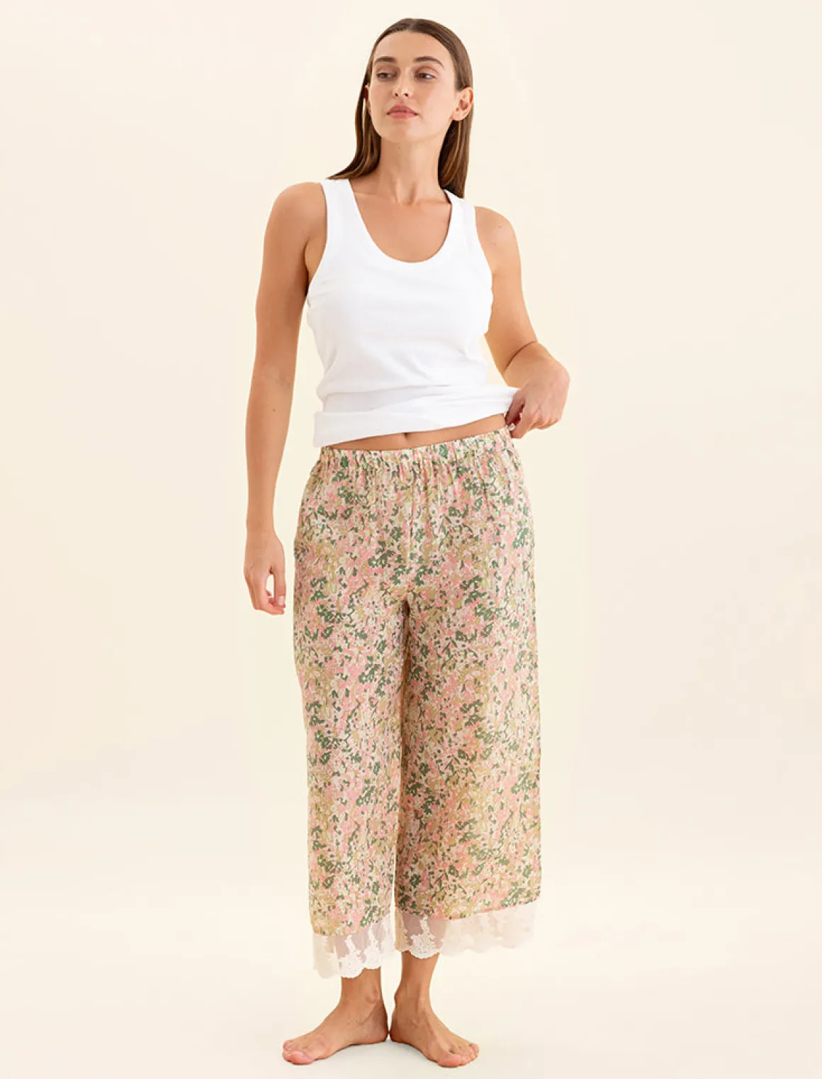 Adeline Lace Trim Crop Pant