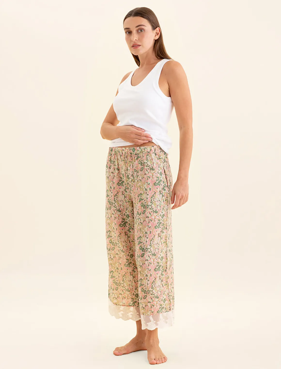 Adeline Lace Trim Crop Pant