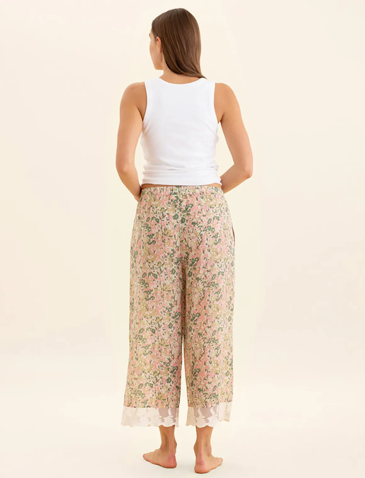 Adeline Lace Trim Crop Pant