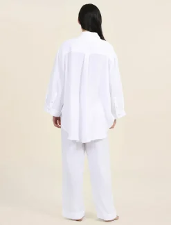 Ashley Textured Cotton Wide Leg Pant