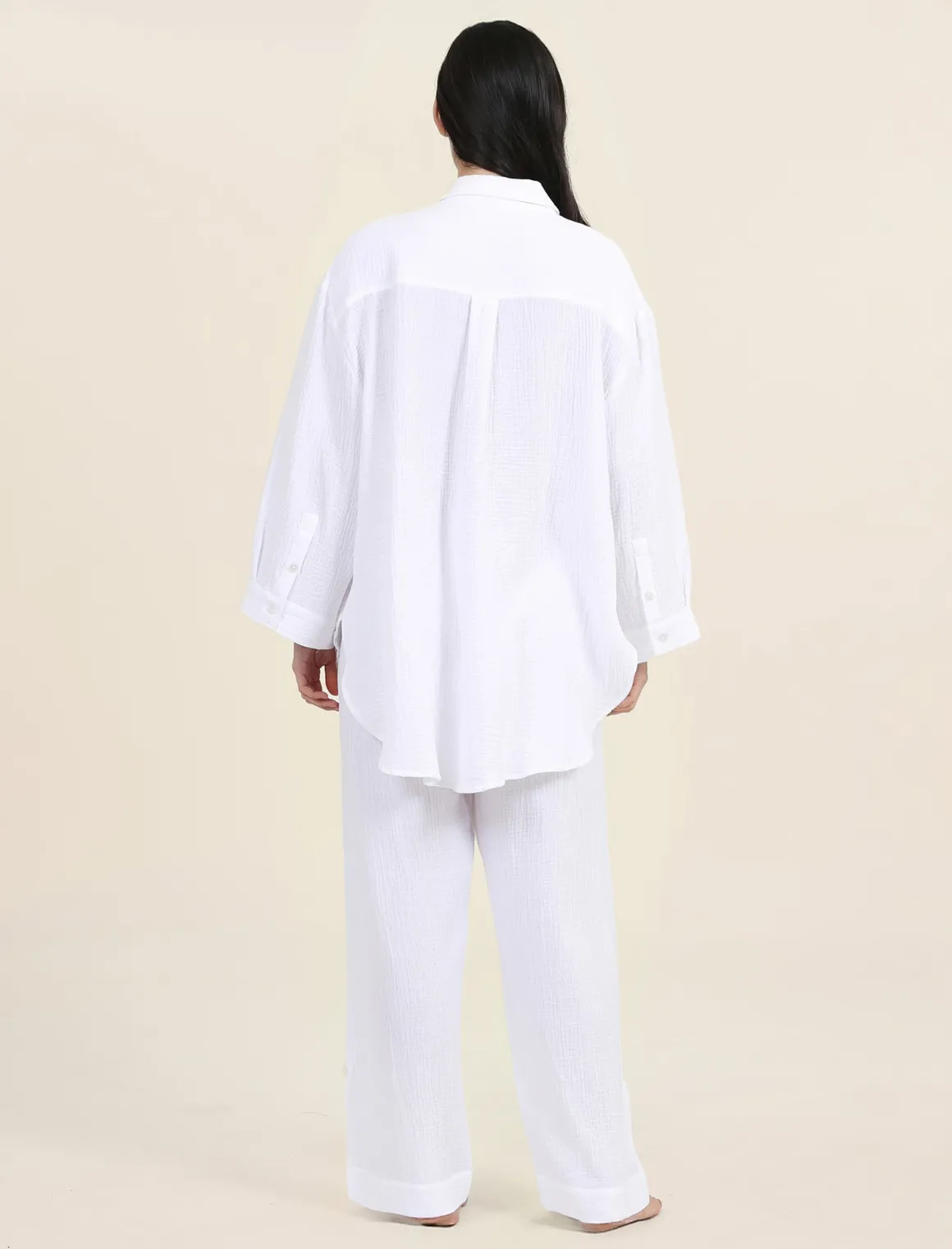 Ashley Textured Cotton Wide Leg Pant