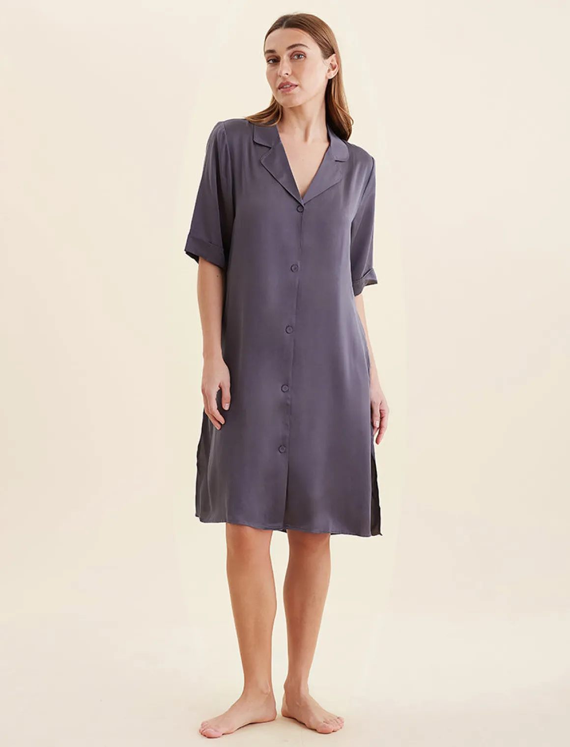 Audrey Washable Silk Short Sleeve Nightshirt