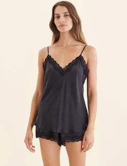 Camille Silk Lace Cami and Boxer Set