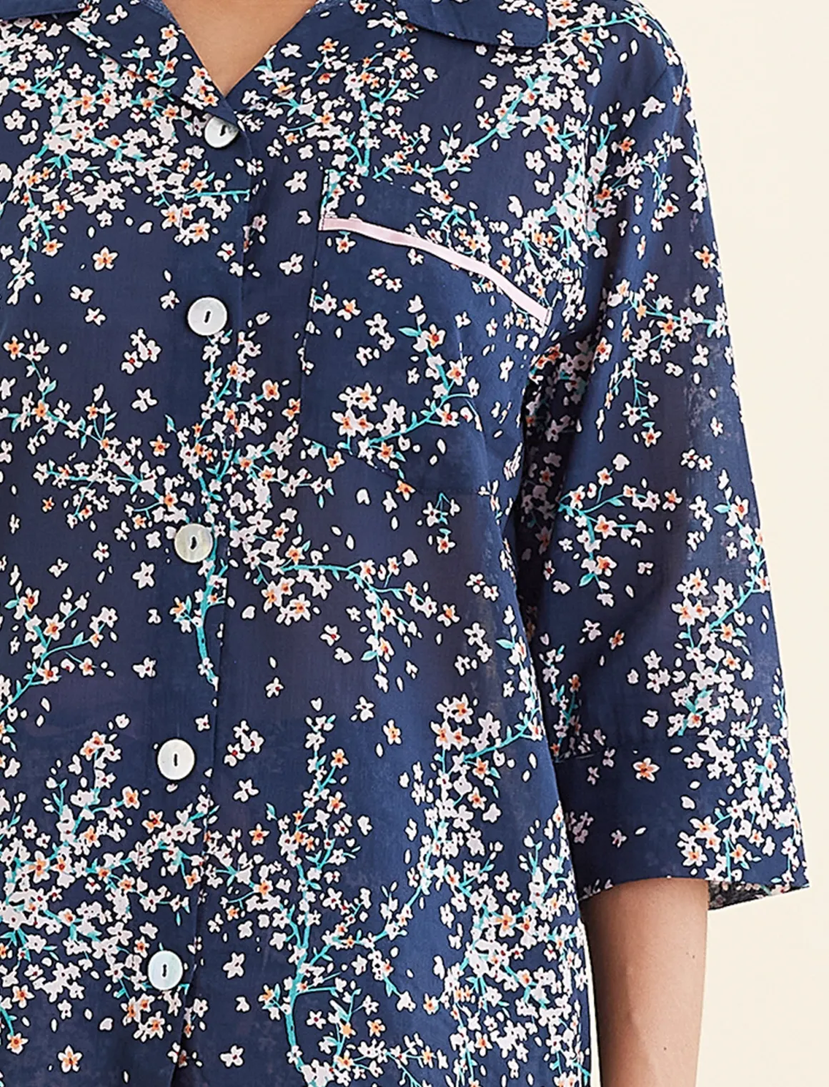 Cheri Blossom Crop PJ Set with Eye Mask