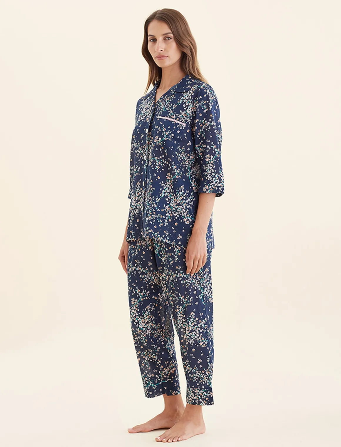 Cheri Blossom Crop PJ Set with Eye Mask