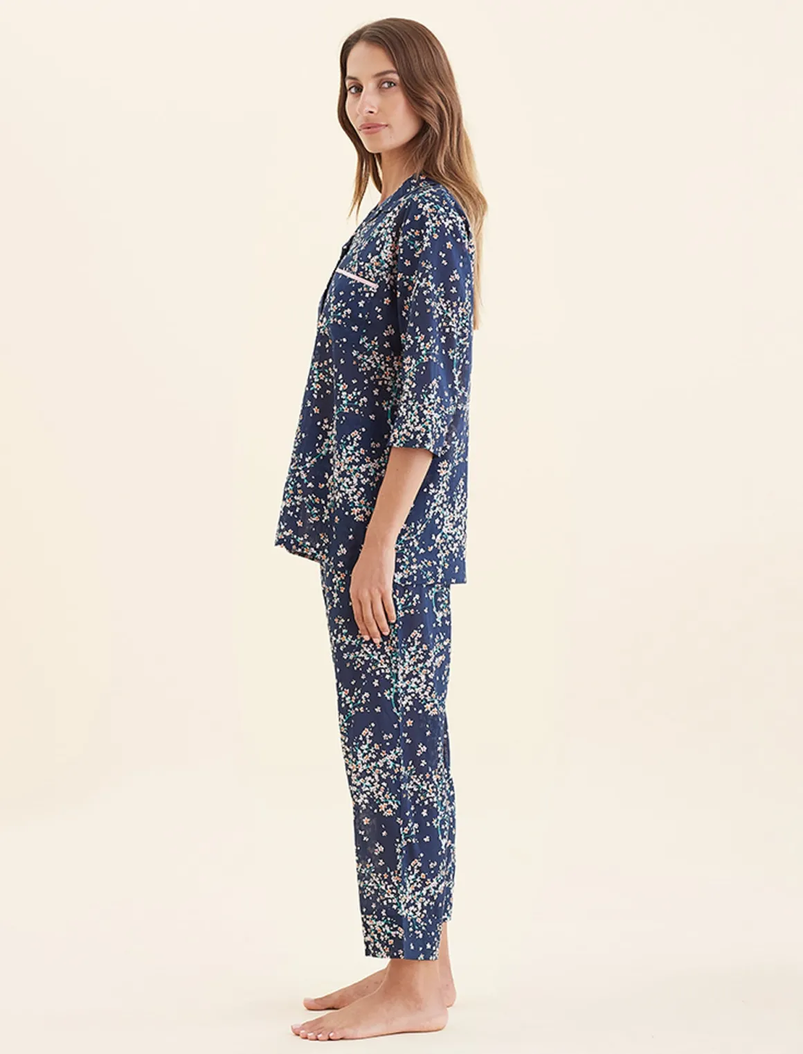 Cheri Blossom Crop PJ Set with Eye Mask