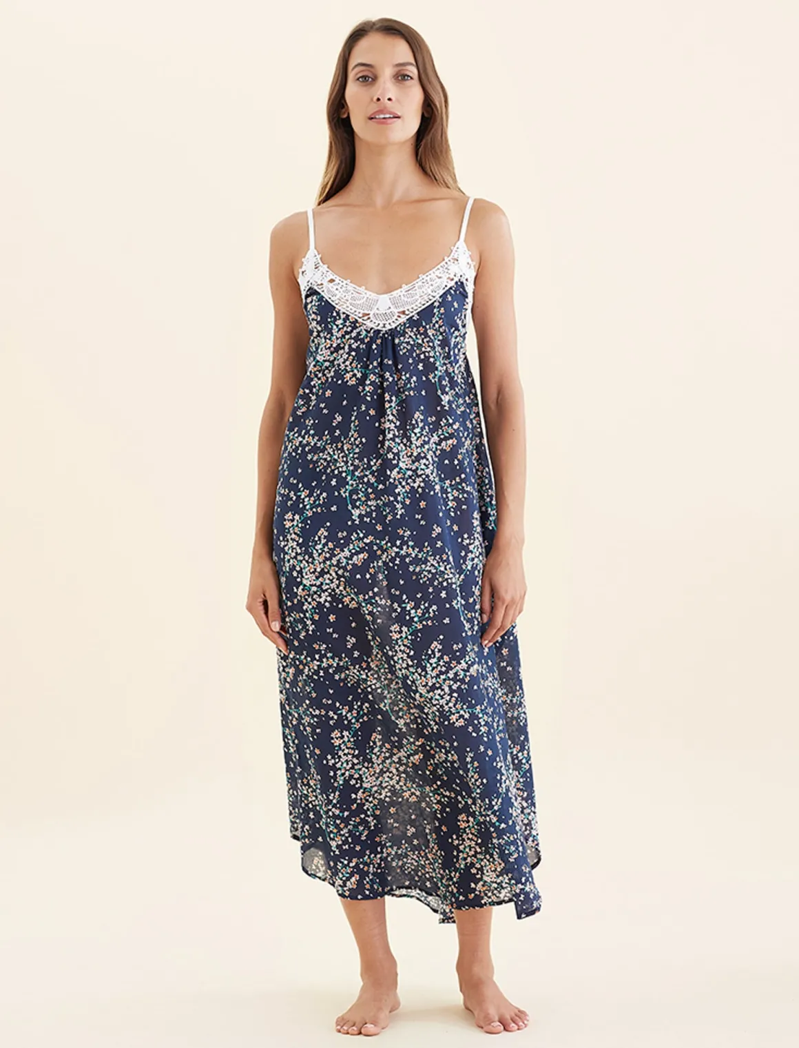 Cheri Blossom Lace Front Maxi Nightie