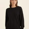 Cotton Cashmere Crew Neck Long Sleeve Top