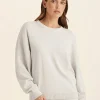 Cotton Cashmere Crew Neck Long Sleeve Top