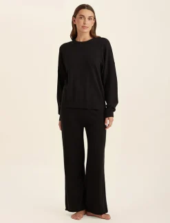 Cotton Cashmere Crew Neck Long Sleeve Top