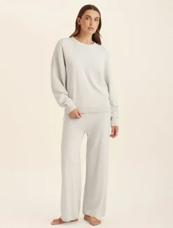 Cotton Cashmere Crew Neck Long Sleeve Top