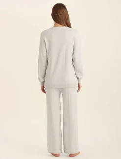 Cotton Cashmere Crew Neck Long Sleeve Top