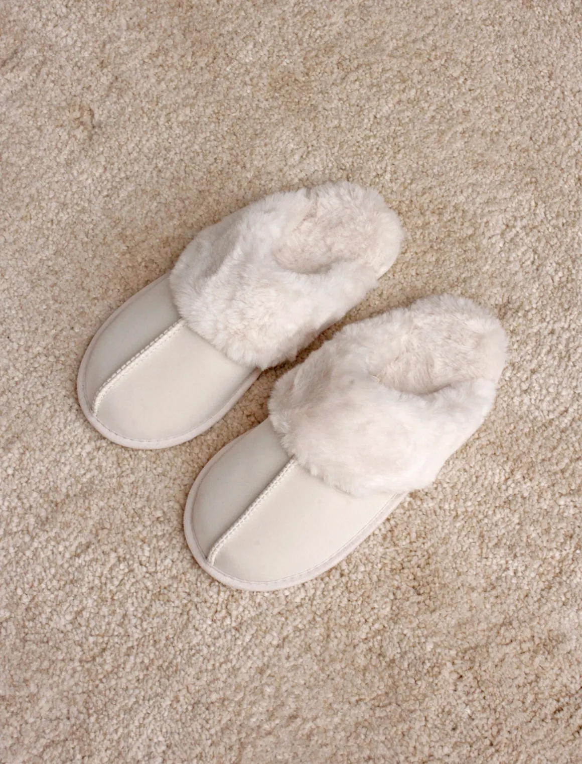 Fur Trim Suedette Slides