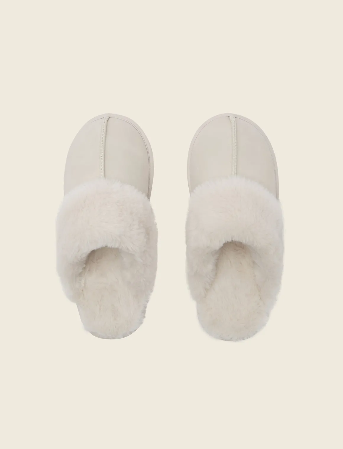 Fur Trim Suedette Slides