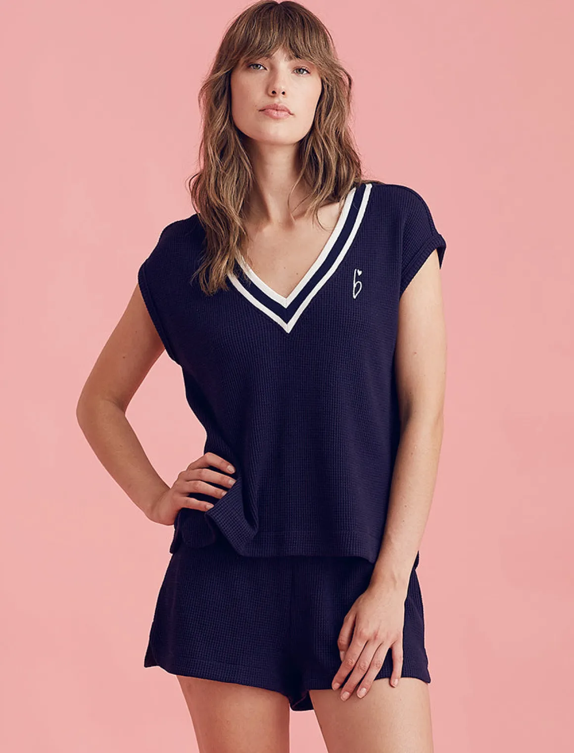 Luxe Waffle Tennis Logo Tank
