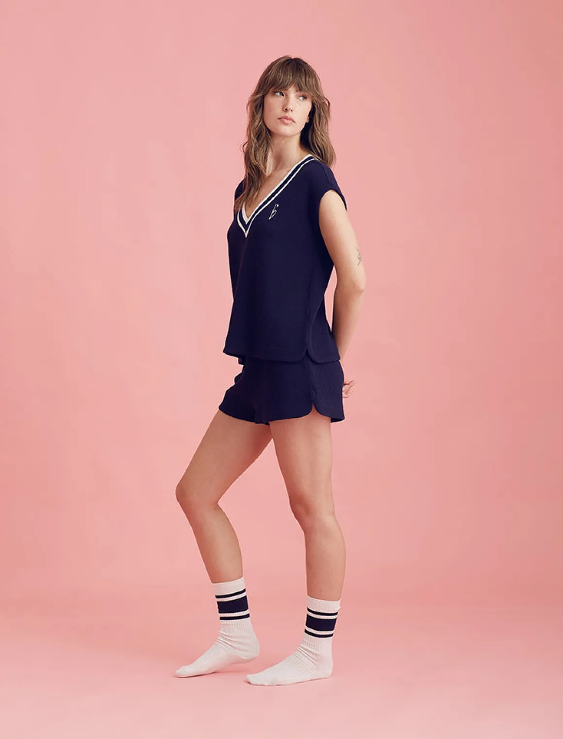 Luxe Waffle Tennis Logo Tank