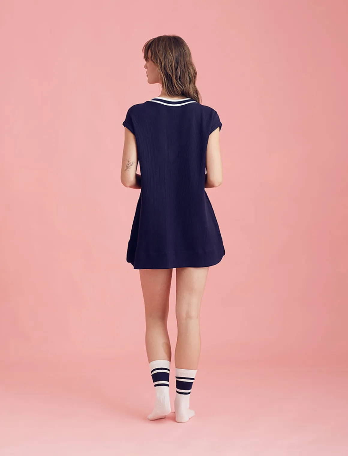 Luxe Waffle Tennis Logo Tank Dress