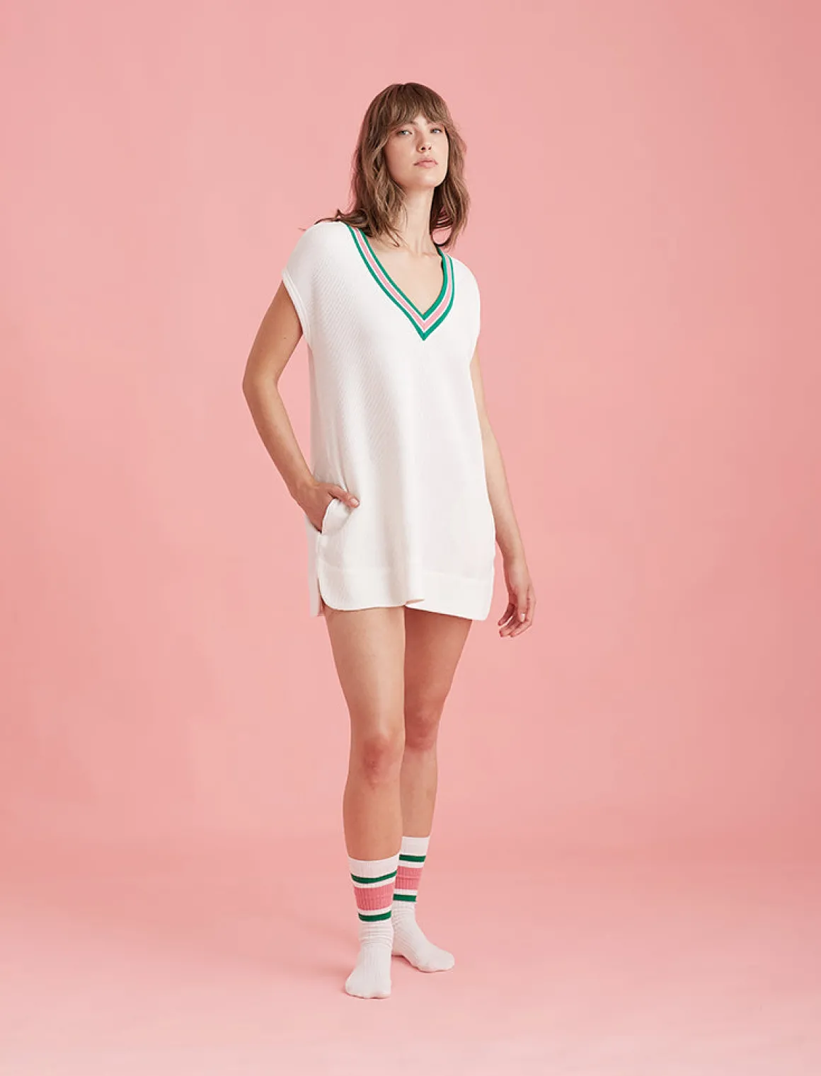 Luxe Waffle Tennis Tank Dress