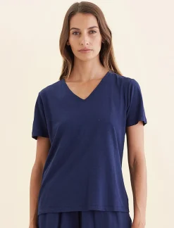 Maya Linen Cotton V-Neck Tee