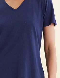 Maya Linen Cotton V-Neck Tee