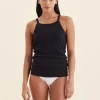 Milla High Neck Rib Shelf Bra Tank