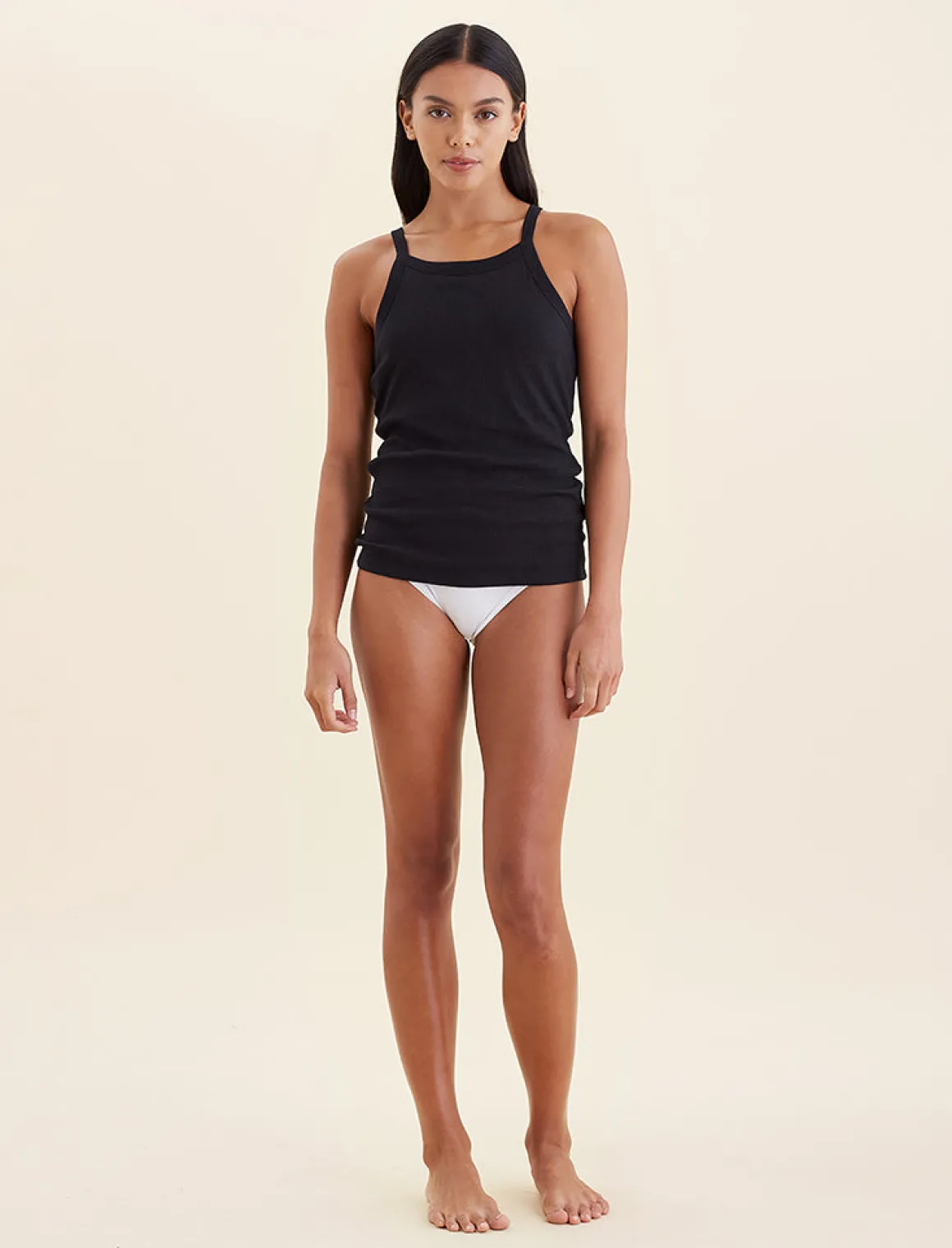 Milla High Neck Rib Shelf Bra Tank