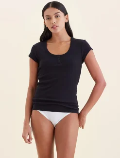 Milla Rib Shelf Bra Henley Tee