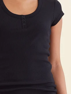 Milla Rib Shelf Bra Henley Tee