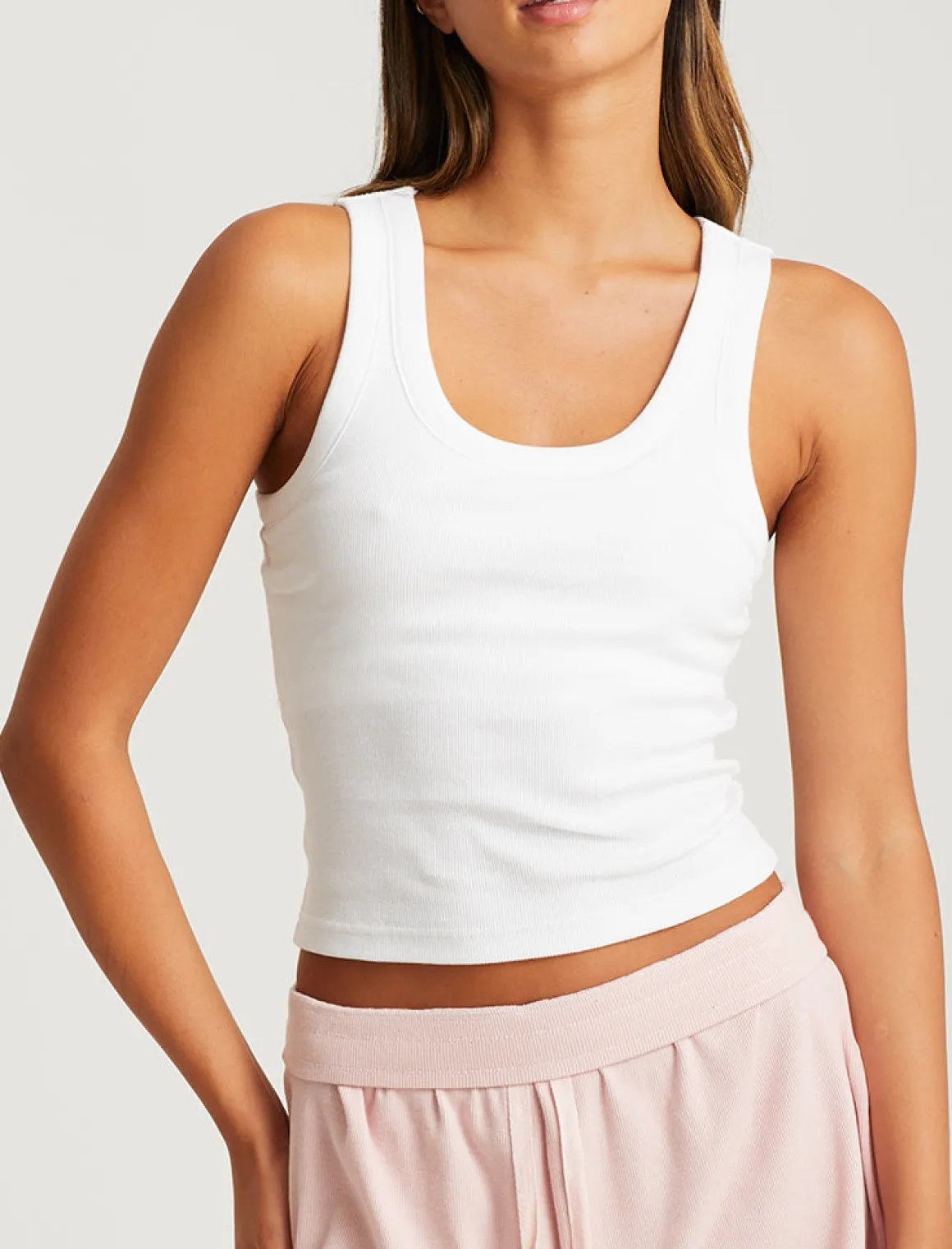 Milla Rib Shelf Bra Semi Crop Tank
