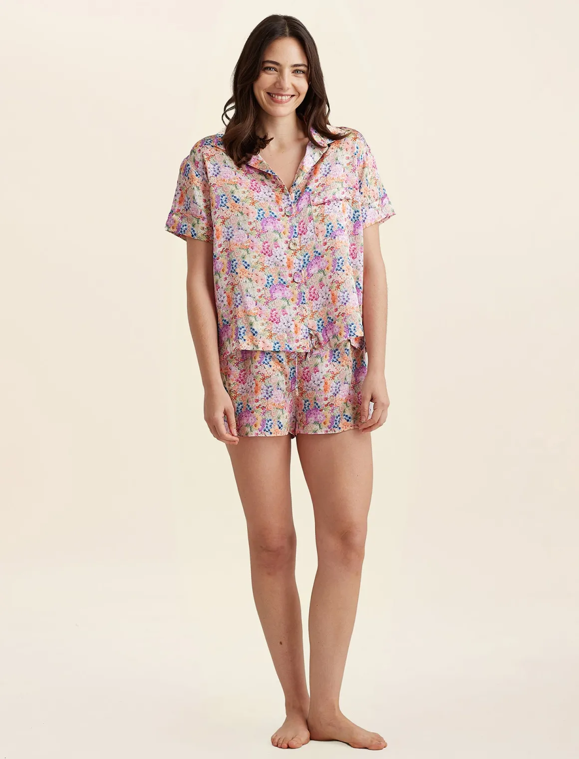 Painted Travels Silk Boxer PJ Set