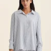 Sabine Seersucker Stripe Boyfriend Shirt