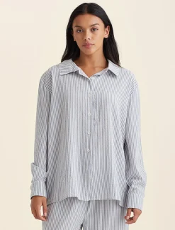 Sabine Seersucker Stripe Boyfriend Shirt