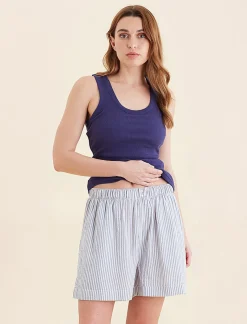 Sabine Seersucker Stripe Boyfriend Short