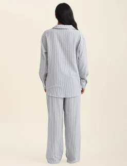 Sabine Seersucker Stripe Boyfriend Shirt