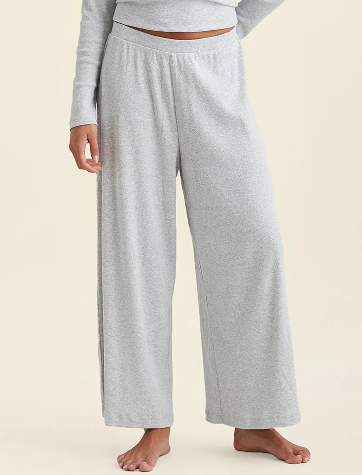Soft Baby Rib Full Length Wide Leg Pant
