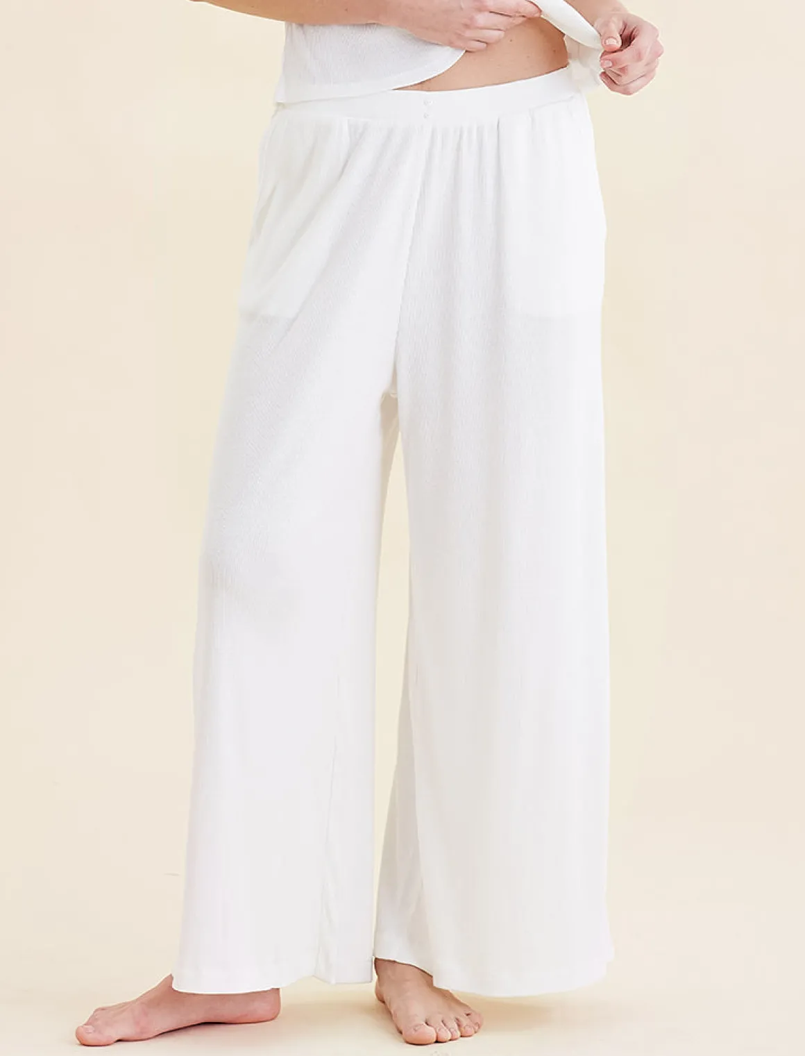 Soft Baby Rib Full Length Wide Leg Pant