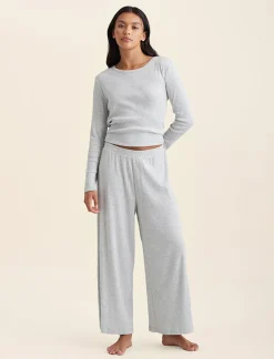 Soft Baby Rib Full Length Wide Leg Pant
