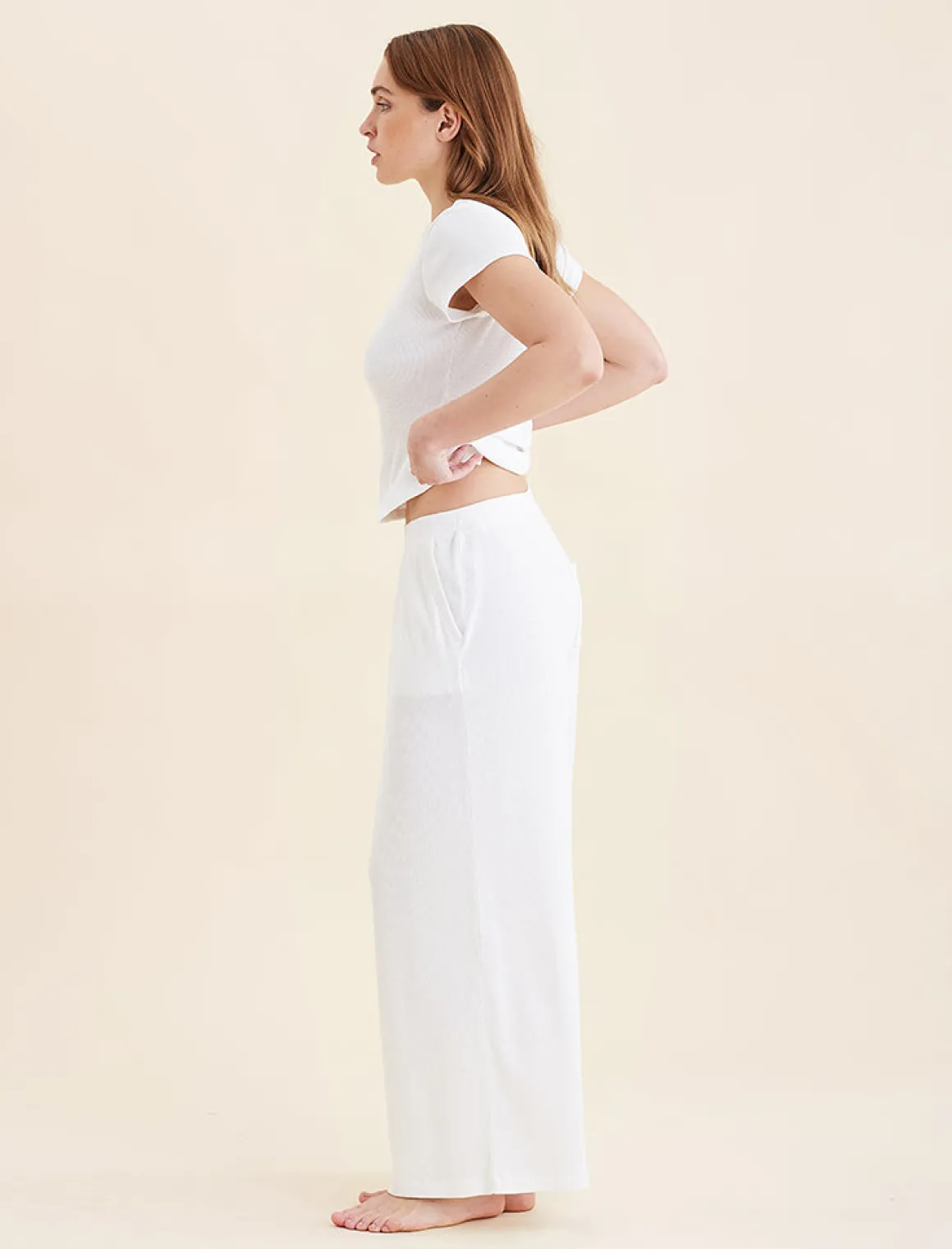 Soft Baby Rib Full Length Wide Leg Pant
