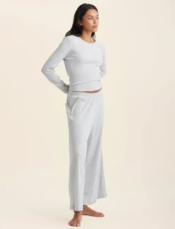 Soft Baby Rib Full Length Wide Leg Pant