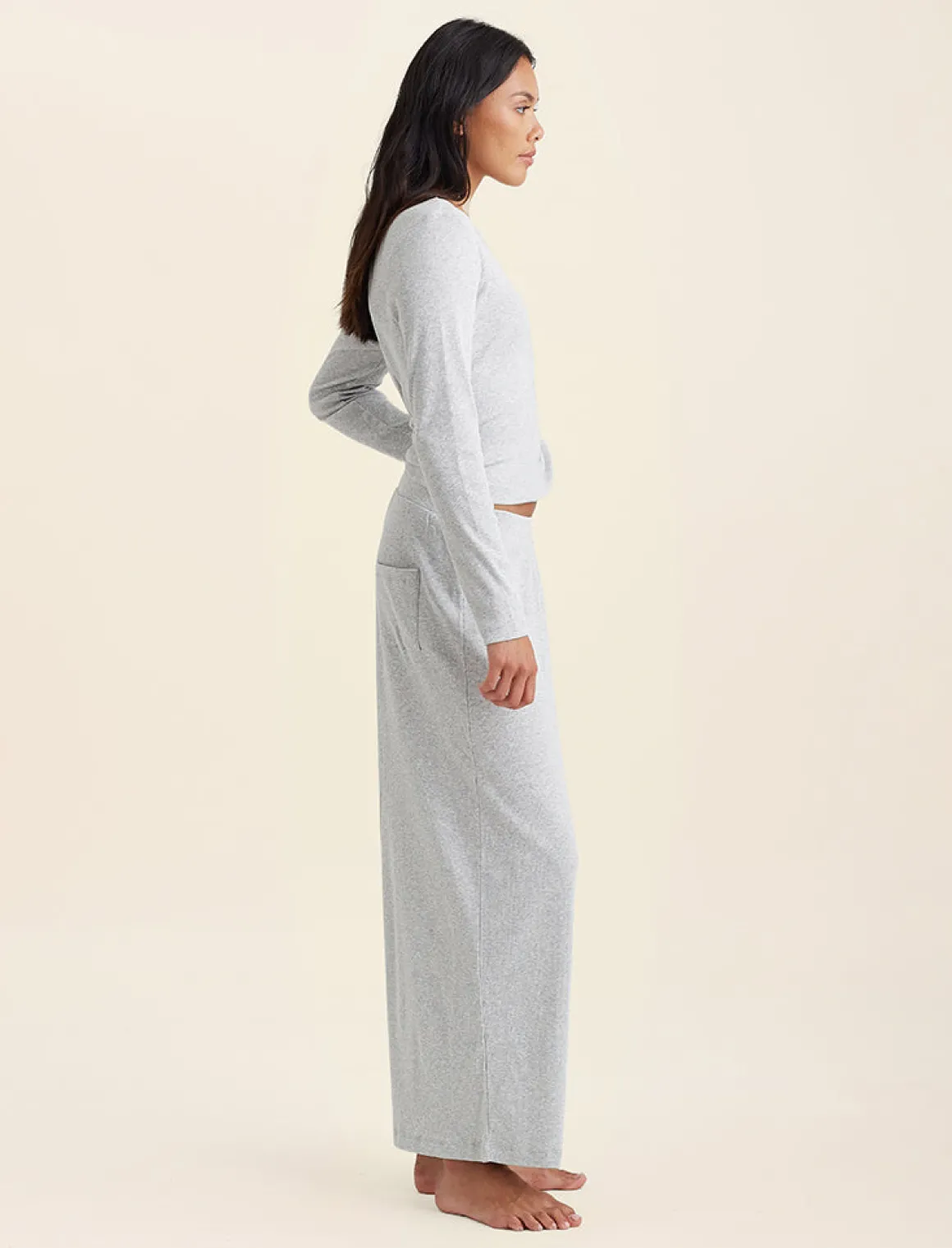 Soft Baby Rib Full Length Wide Leg Pant