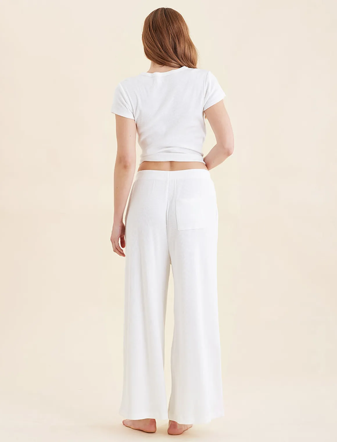 Soft Baby Rib Full Length Wide Leg Pant