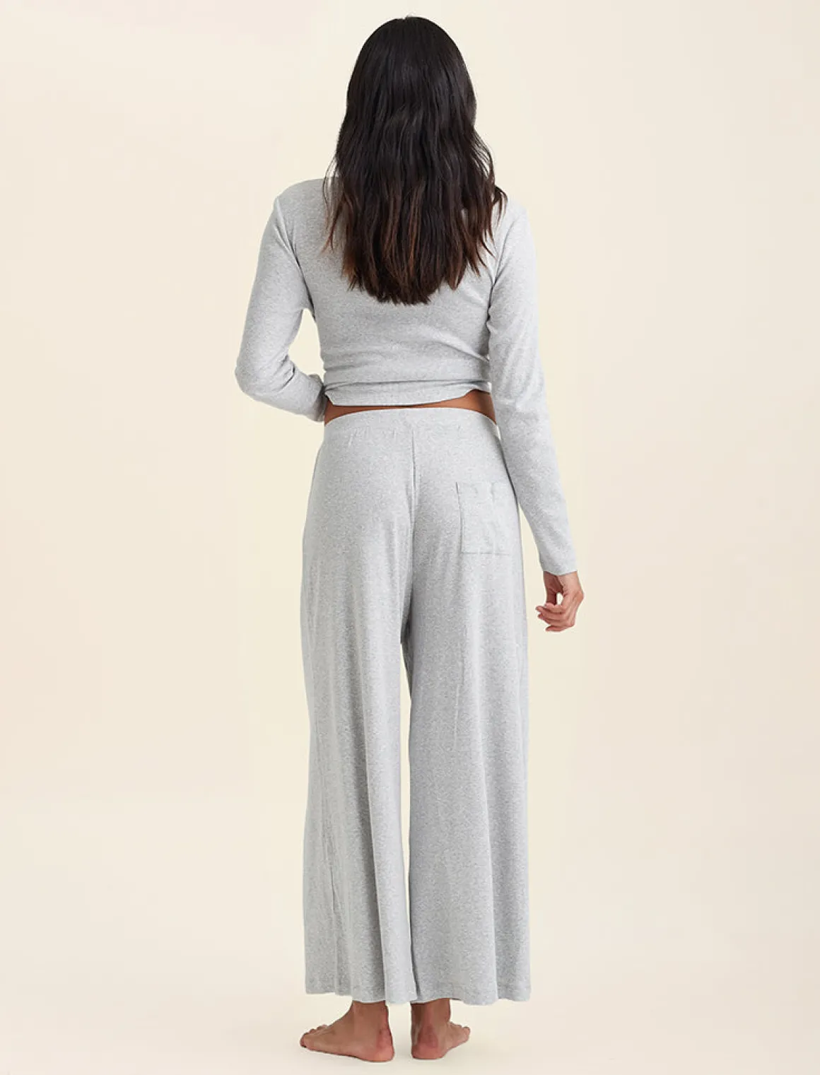 Soft Baby Rib Full Length Wide Leg Pant