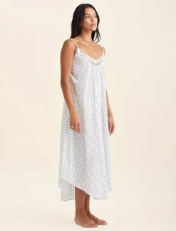 Swiss Dot Lace Front Maxi Nightie