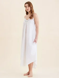 Swiss Dot Lace Front Maxi Nightie