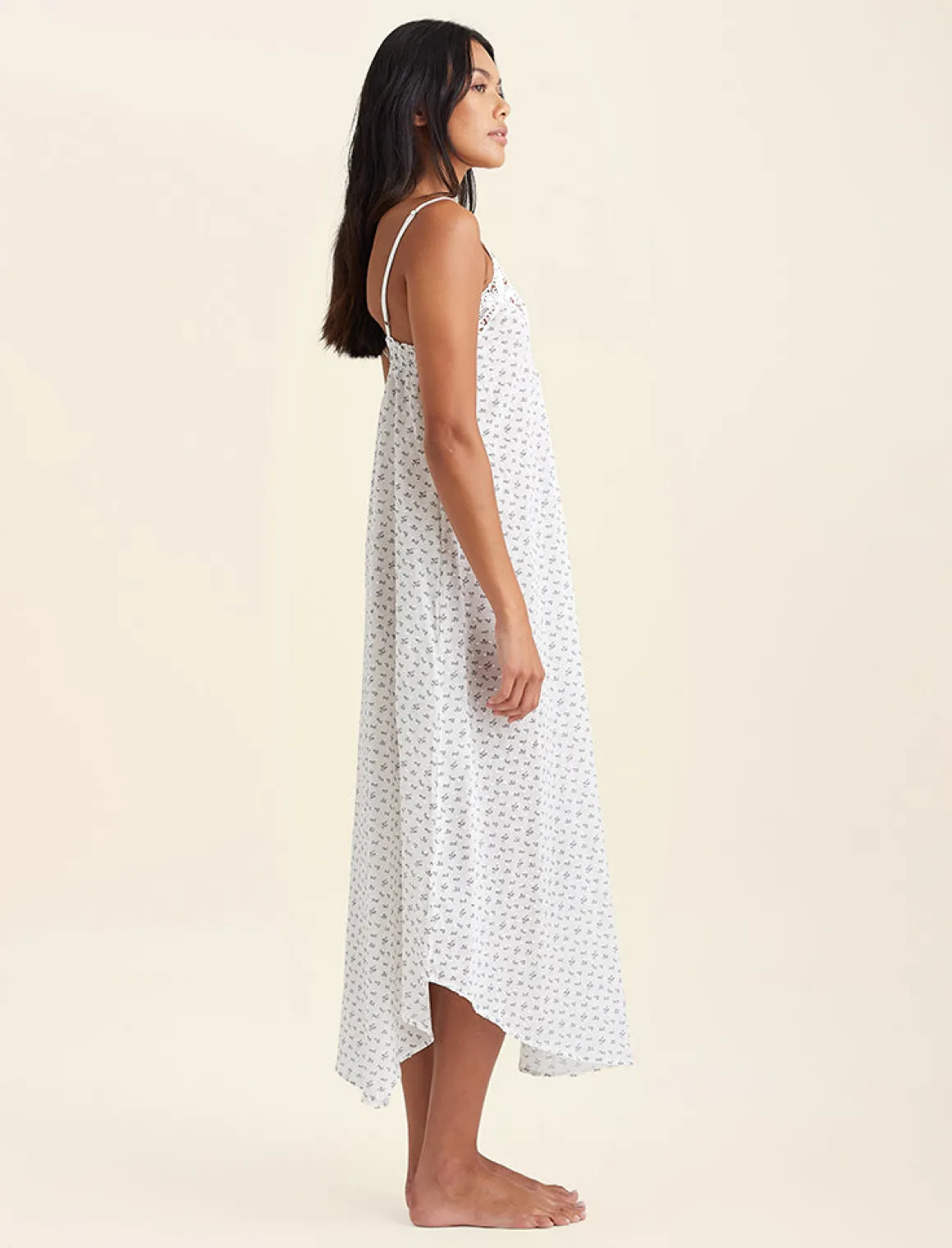 Swiss Dot Lace Front Maxi Nightie