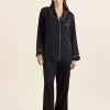 Sylvie Silk Piped Full Length PJ