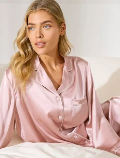 Sylvie Silk Piped Full Length PJ
