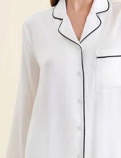 Sylvie Silk Piped Full Length PJ