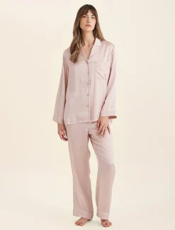Sylvie Silk Piped Full Length PJ