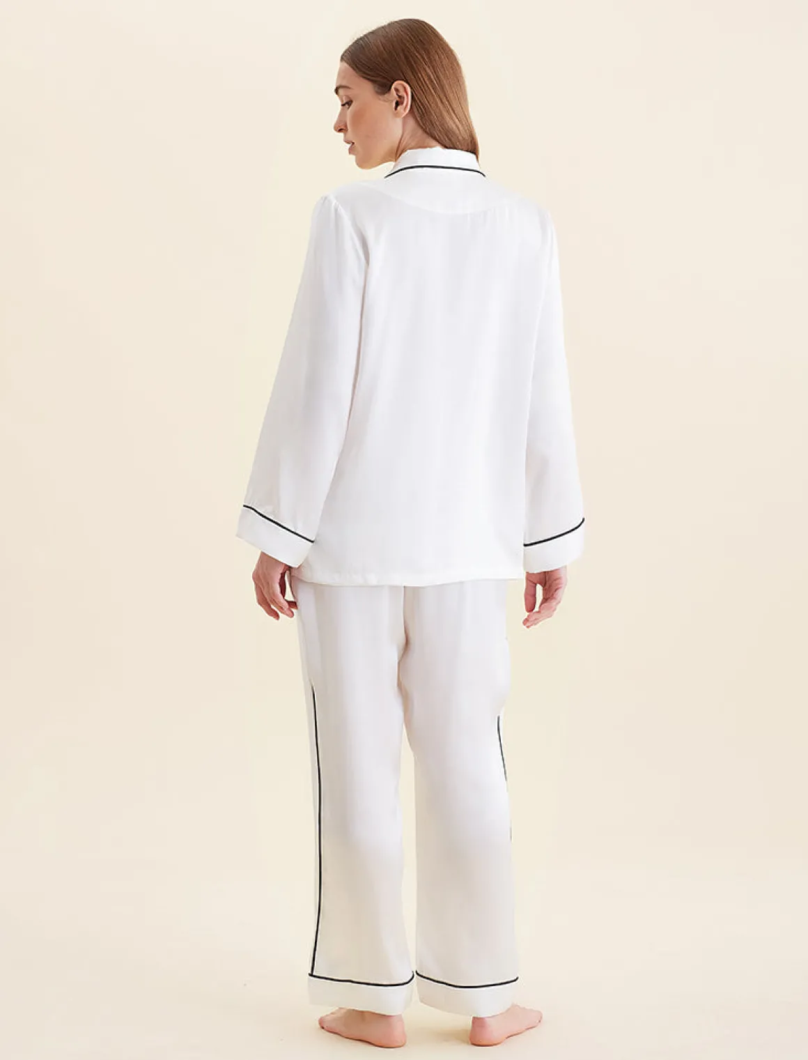 Sylvie Silk Piped Full Length PJ